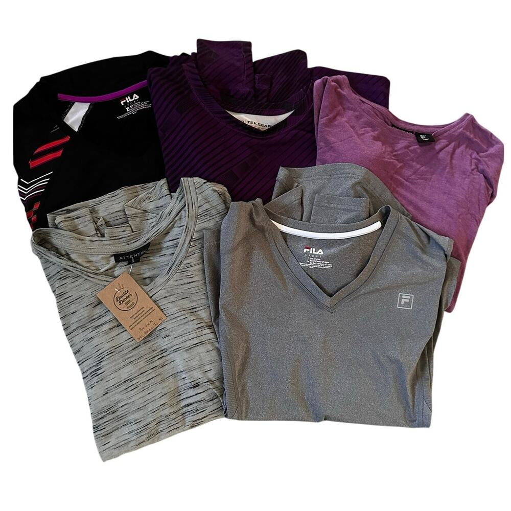 Five Piece Lot Women’s Athletic Shirts Fila, Tek Gear